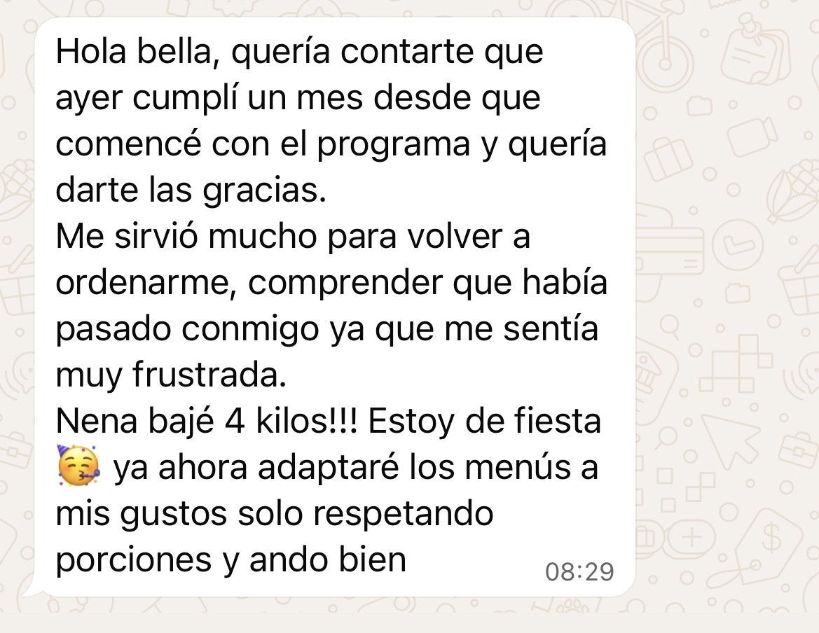Mensaje de WhatsApp de Rebeca sobre el programa